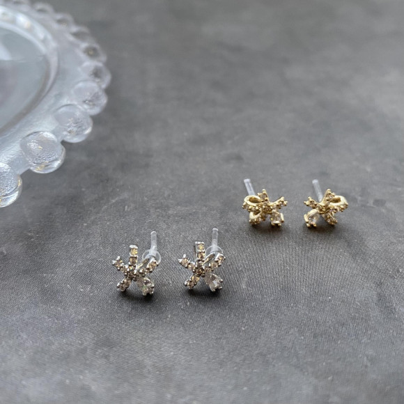 [Metal Allergy] Flower Biju mini earrings / resin post