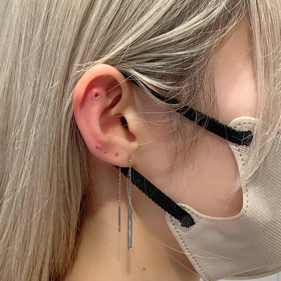 【金属アレルギー対応】シンプル ロングチェーン ピアス/サージカルステンレス