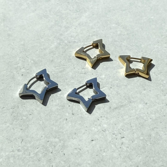【金属アレルギー対応】スター フープ ピアス /サージカルステンレス