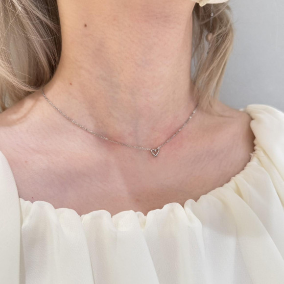 【金属アレルギー対応】シンプル ハート ネックレス/サージカルステンレス