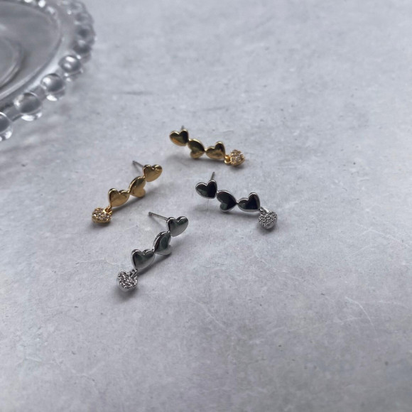 【金属アレルギー対応】メタルハート ロング ピアス/silverポスト