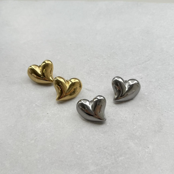 【金属アレルギー対応】ハート メタル ピアス/サージカルステンレス