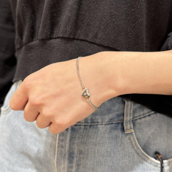 【金属アレルギー対応】チェーン ハート ブレスレット/サージカルステンレス