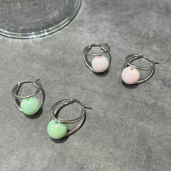 【金属アレルギー対応】カラーボールピアス/ステンレス