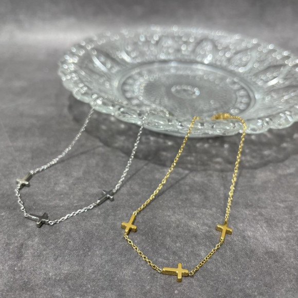 【金属アレルギー対応】クロスモチーフ ブレスレット/ステンレス