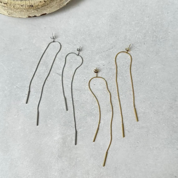 【金属アレルギー対応】ロングデザイン メタルピアス/サージカルステンレス