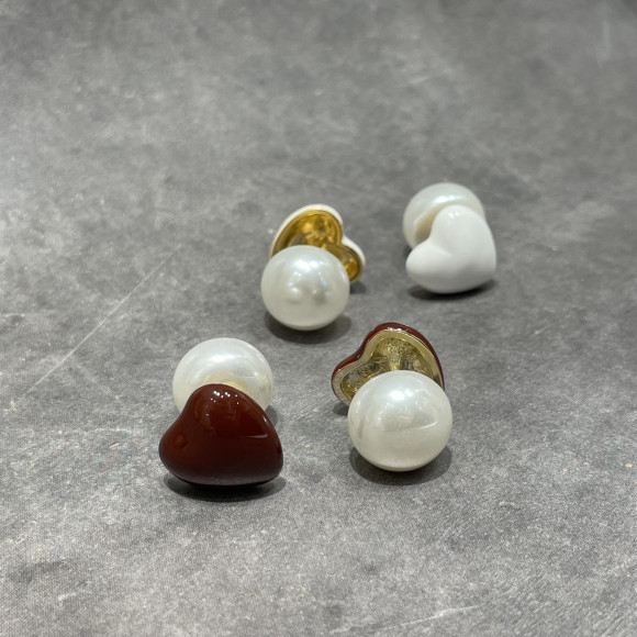 【金属アレルギー対応】ハート　パール　ピアス/silverポスト