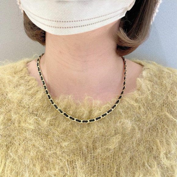 【金属アレルギー対応】レザー チェーン ネックレス/ステンレス