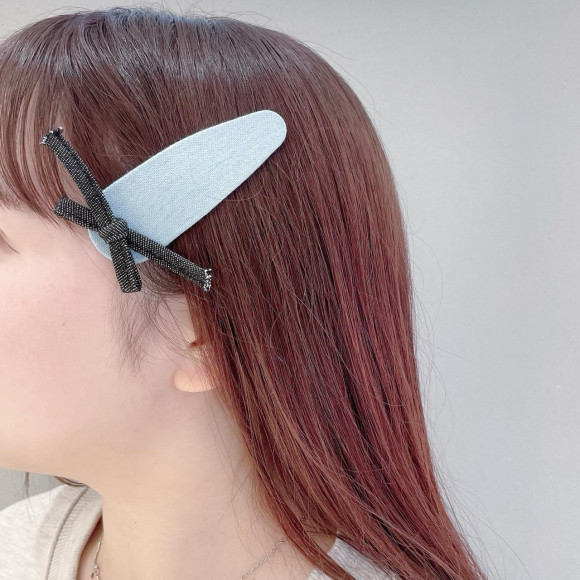 Denim ribbon hairpin