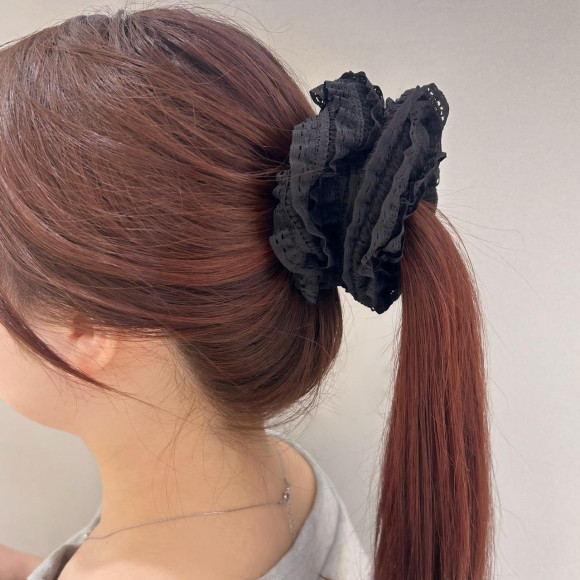 <Hair accessory> frill lace shush