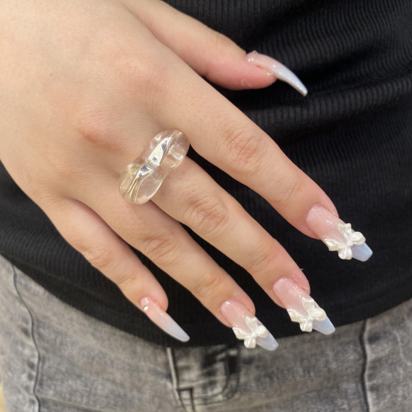 〈ring〉 Clear metal heart ring