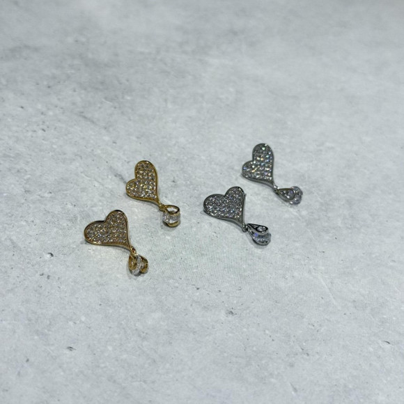 【金属アレルギー対応】ハート ビジュー ピアス/シルバーポスト