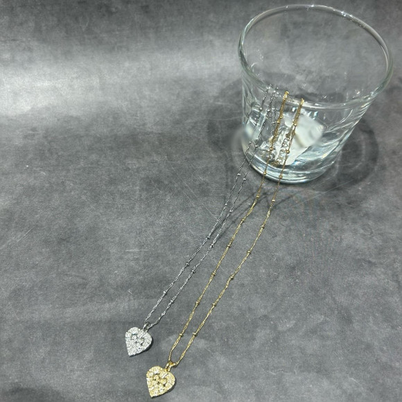 < สร้อยคอ > สร้อยคอรูปหัวใจแผ่นป้าย