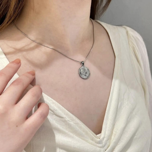 【金属アレルギー対応】メタル コイン ネックレス /サージカルステンレス