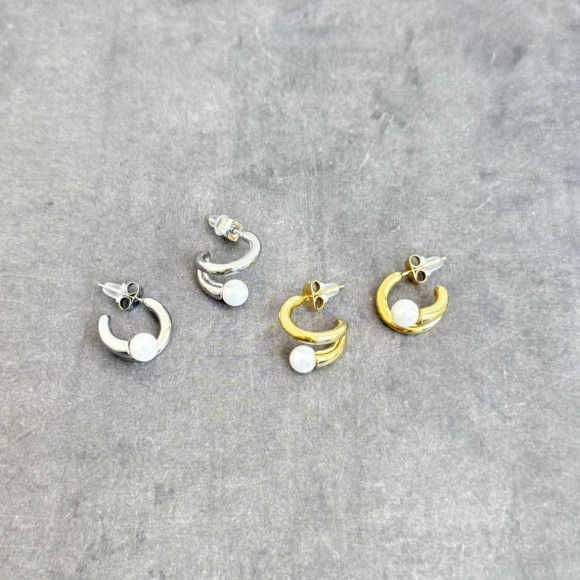 【금속 알레르기 대응】펄×메탈 서클 피어스/서지컬스텐레스