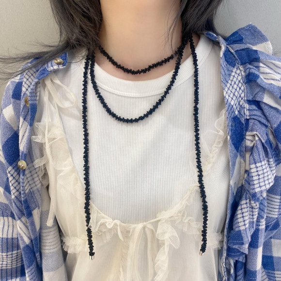 〈ネックレス〉ビーズロングネックレス