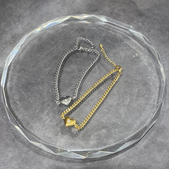 【금속 알레르기 대응】메탈 하트 브레이슬릿/서지컬스텐레스