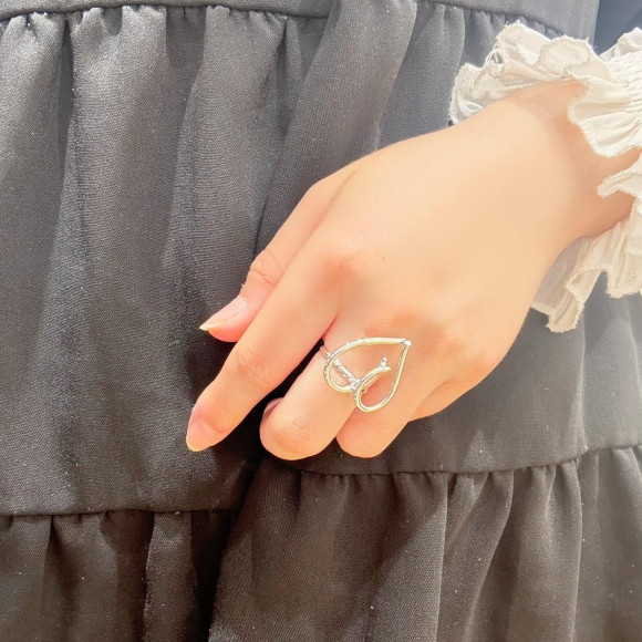 메탈 하트 디자인 링