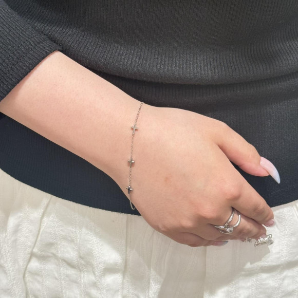 [การรองรับโรคภูมิแพ้โลหะ] สแตนเลสการออกแบบโซ่กำไลข้อมือ / ผ้าขนสัตว์ Cal