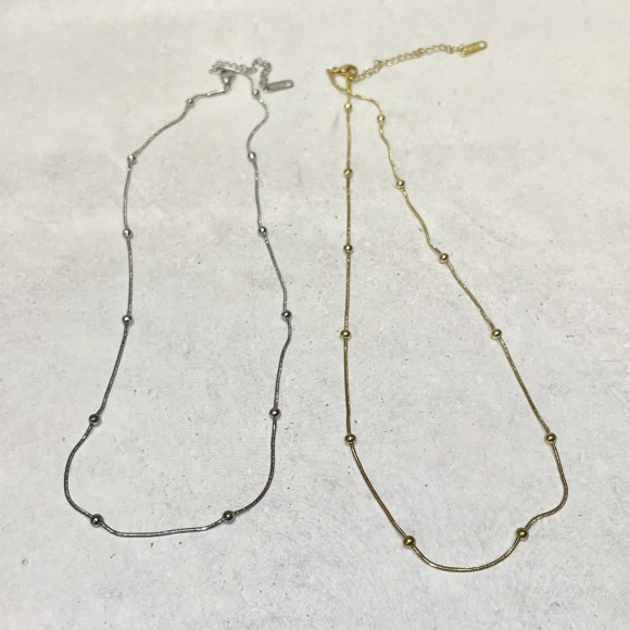 [การรองรับโรคภูมิแพ้โลหะ] สแตนเลสโลหะลูกบอลสร้อยคอ /