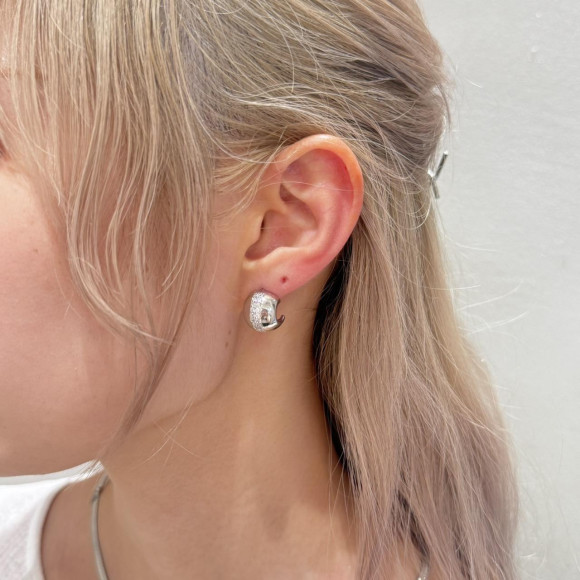 【金属アレルギー対応】ビジュー メタル ピアス/シルバー