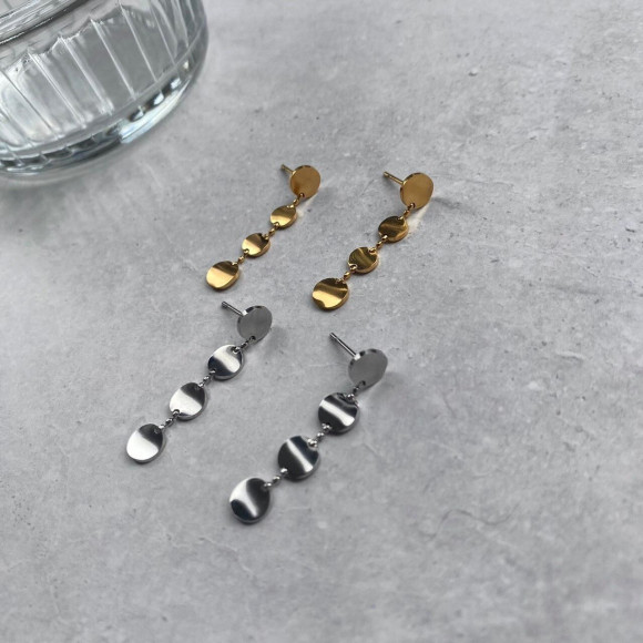 【金属アレルギー対応】メタル サークル ロング ピアス/サージカルステンレス