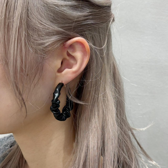 Leather-like hoop earring