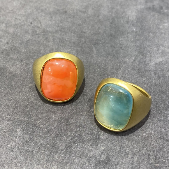 マットメタルストーンリング