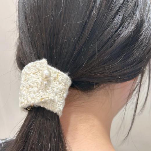 ツイード　ヘアカフ