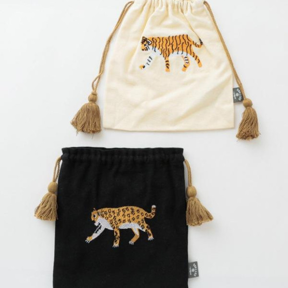 アニマル刺繍巾着