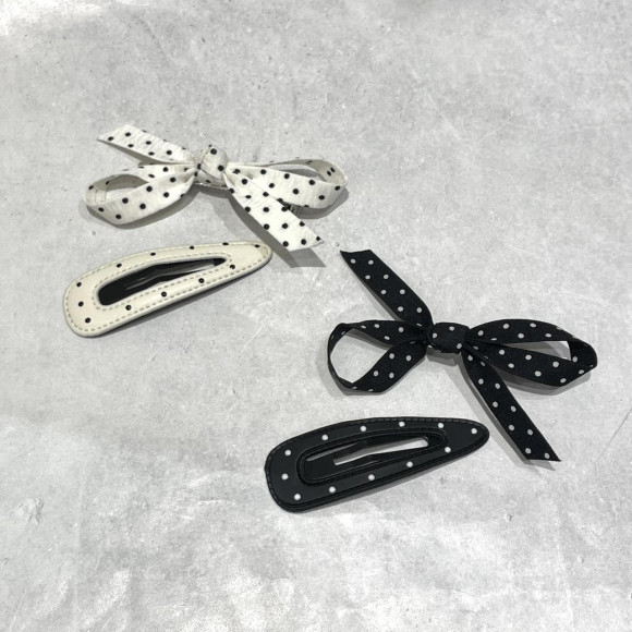ドットリボン ヘアピン＆クリップセット