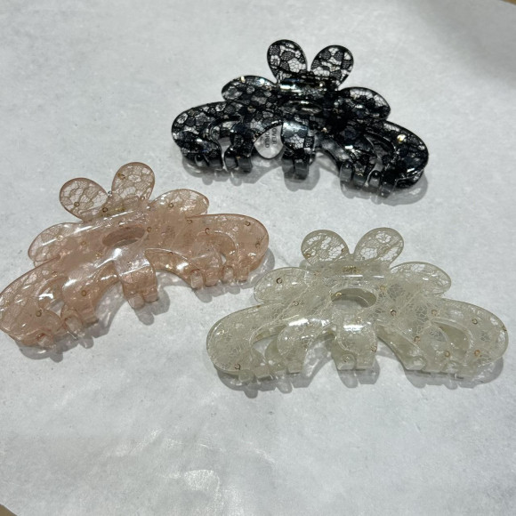 アクリル　レース　ヘアクリップ　