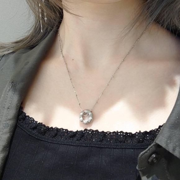 【金属アレルギー対応】ハートビジューネックレス/ステンレス