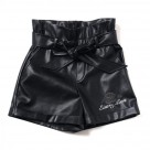 EVA-01 Flower Embroidery Vegan Leather Bermuda Shorts (BLACK)【10月中旬お届け予定】