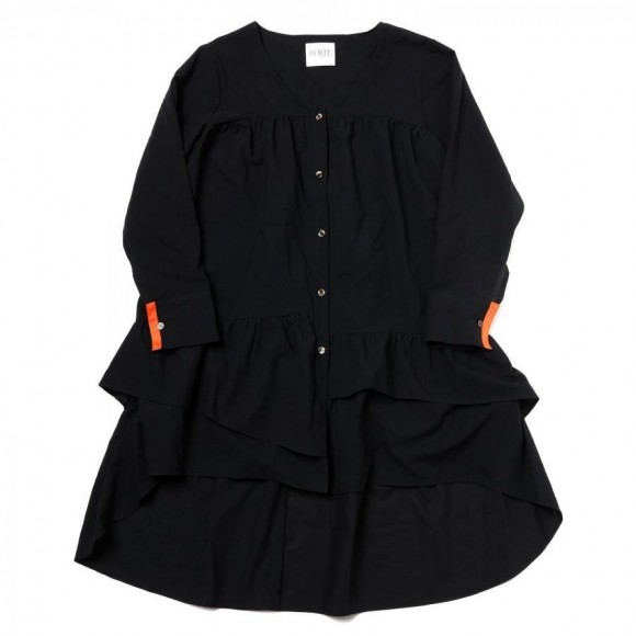 Flower Tiered Tunic Shirt (BLACK)【4월 하순 신고】