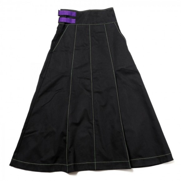 EVANGELION Side Belt Long Skirt (BLACK)