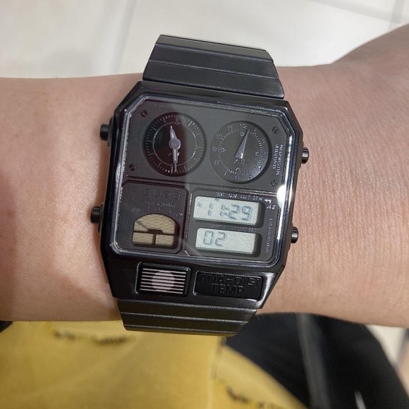 CITIZEN ANA DIGI TEMP WATCH green silver Japan TICTAC