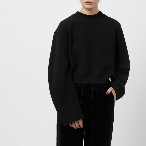 【AMMENTO/아모멘트】ROUND SLEEVE CROP SWEATSHIRTS