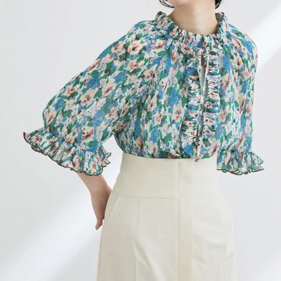 【GANNI】Pleated Georgette BL