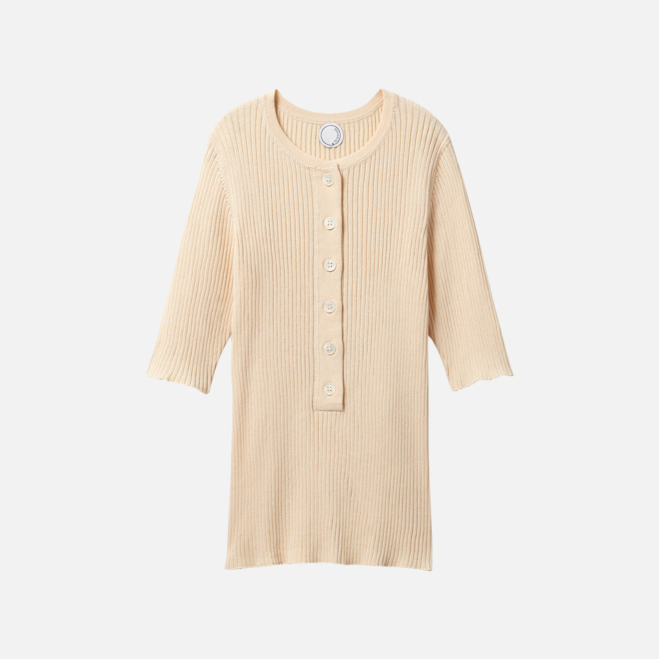 ICE COTTON リブヘンリーネック