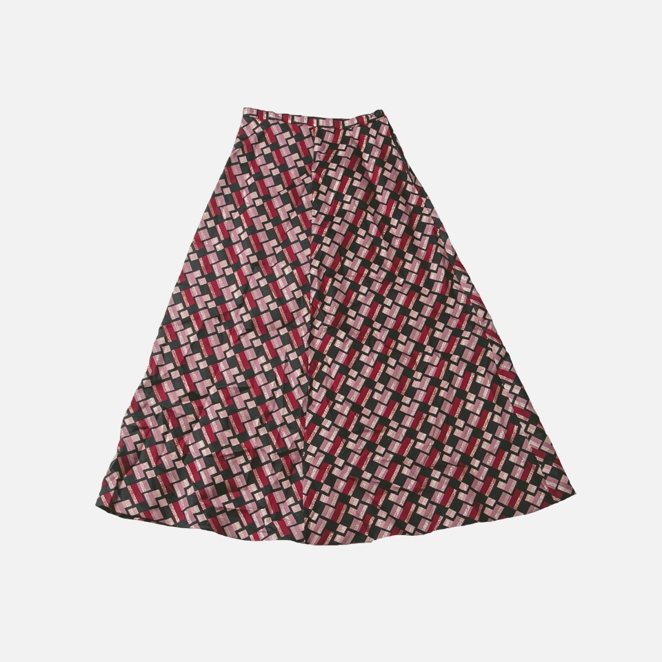 1970's Euro Geometric Design Maxi Skirt