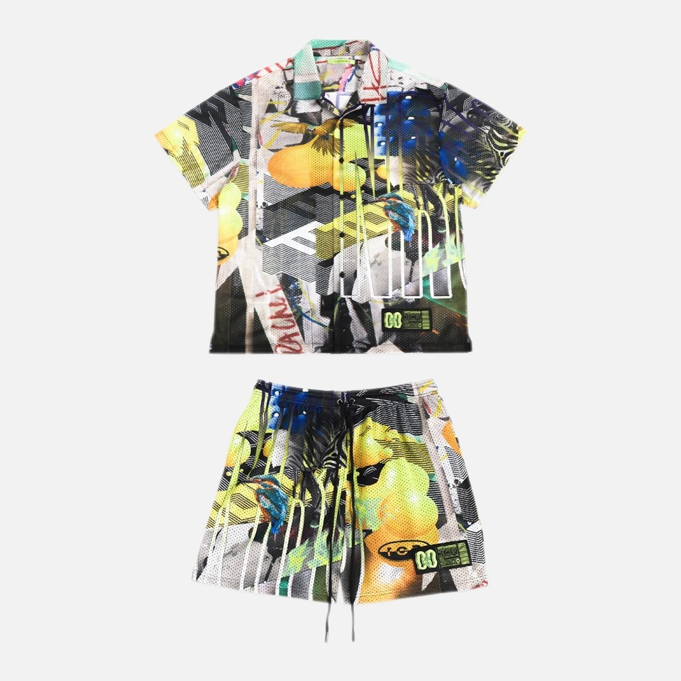 T.C.R PARADISE ALL OVER MESH SHIRT&SHORTS