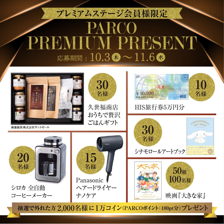 【高级舞台会员限定】PARCO PREMIUM PRESENT APP抽签仪式开幕!