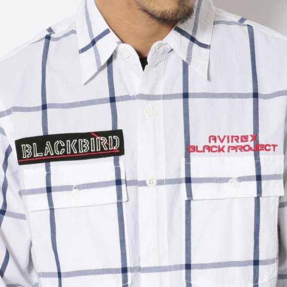 シンプル チェック 刺繍シャツ ブラックバード/EMBROIDERY SHIRT BLACK ...