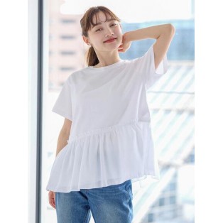 ❁シンプルなカットソー×異素材のペプラム切替えが女性らしいデザイン❁