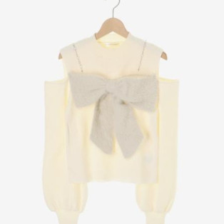 ビックリボンチェーン付きニット