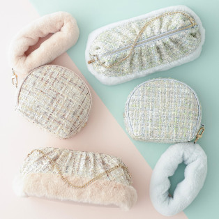 【NEW】ツイードファー ポーチ