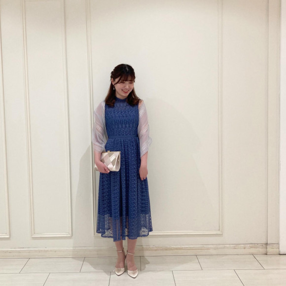 【AIMER】 エメ　クロシェ風レースドレス　パーティ、結婚式ドレス