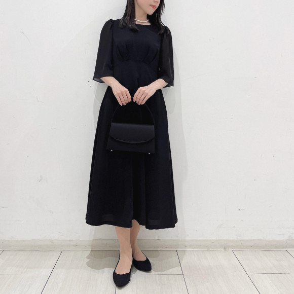 【夏用礼服　ハイウエストフレアブラックフォーマル】