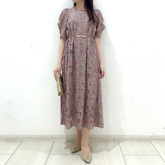 ✴︎花柄レース袖付きドレス✴︎